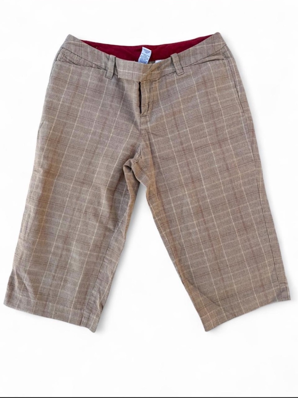GAP 90s  Red Waistband Plaid-Lined Shorts